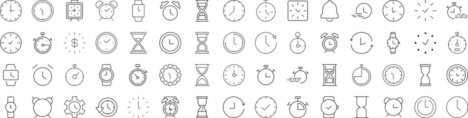 Wall Mural - collection of signs of clock, alarm clock, hourglass. suitable for books, stores, shops. editable st