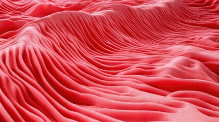 Poster - A vibrant deep red surface showcases flowing waves and soft contours, creating a dynamic and rich texture.