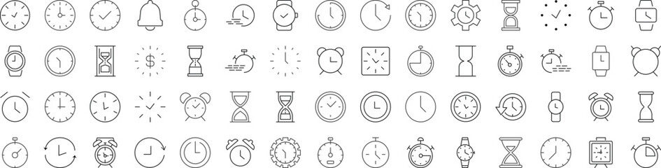 Wall Mural - signs of clock, alarm clock, hourglass for shops and stores. suitable for books, stores, shops. edit