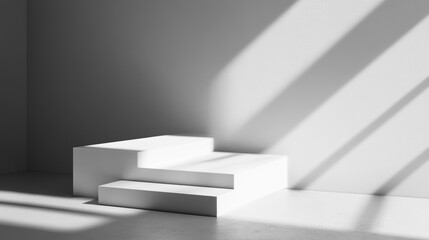 Poster - A serene empty white shelf bathed in soft light creates a calming ambiance.