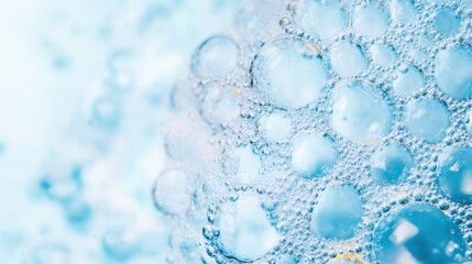 Poster - Foamy bubbles create an intriguing pattern against a serene light blue background.