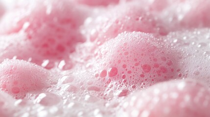 Poster - Soft pink bubbles and foam create intriguing textures and light reflections in a close-up view.