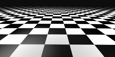 A high-contrast, black-and-white checkerboard pattern with sharp edges and clean lines, embodying a modern classic style.