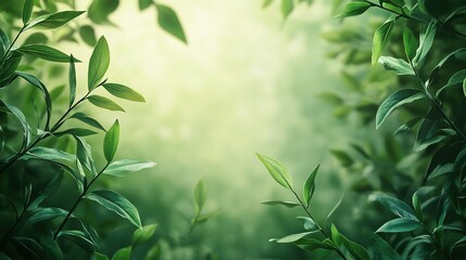 Canvas Print - Lush Green Leaves Framing a Soft Blurred Background