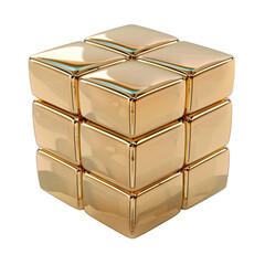 Canvas Print - Golden Cube Abstract