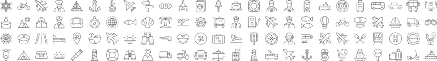 Poster - collection of icons of tourism, travel, vacation, aviation for advertisement. suitable for books, st