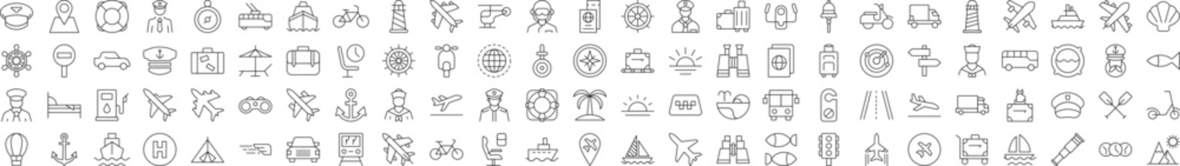Poster - collection of icons of tourism, travel, vacation, aviation for shops and stores. suitable for books,