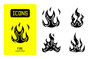 Wall Mural - Set of flat icons of fire. Vector design for business and stock.