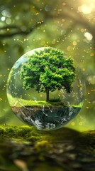 Wall Mural - sustainability conceptual image, minimalist, beautiful, centered,