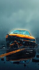 Wall Mural - car accident conceptual image, minimalist, beautiful, centered,