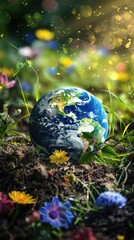 Wall Mural - earth day conceptual image, minimalist, beautiful, centered,