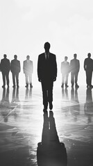 Wall Mural - silhouette of business person leadership concept image.