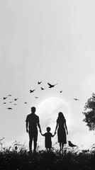 Wall Mural - happy family conceptual image, minimalist, beautiful, centered,