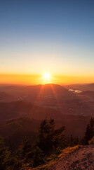 Wall Mural - Fraser Valley, River and Canadian Mountain Landscape during sunset. Taken from Elk Mountain, Chilliwack, East of Vancouver, BC, Canada. Nature Background