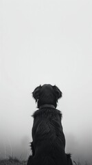 Wall Mural - dog sitting alone in the dark.