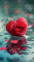 Wall Mural - beautiful flower on water with reflection spring conceptual image, beautiful, centered,