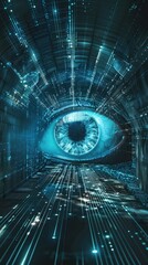 Wall Mural - eye of cybersecurity conceptual image, minimalist, beautiful, centered,