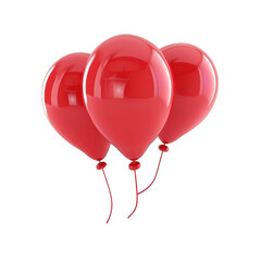 Three Red Balloons Against a Black Background