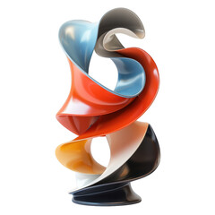 Canvas Print - Abstract sculpture of colorful, glossy, swirling, wavy forms on a black background.