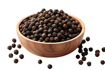 Canvas Print - Black Peppercorns in Wooden Bowl