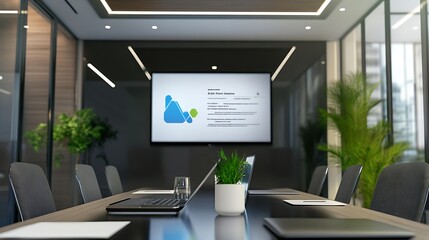 Aufkleber - Television with presentation slideshow in meeting room : Generative AI