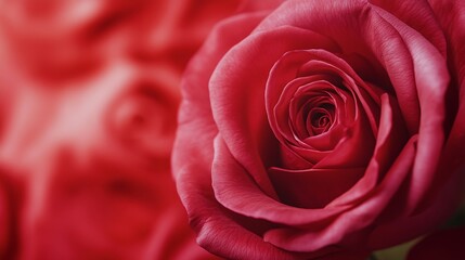 Aufkleber - The close up beautiful pink rose on red rose background Pink filter on center image For presentation or poster or postcard or powerpoint template : Generative AI