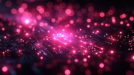 Abstract background of glowing pink and blue digital code, generative ai