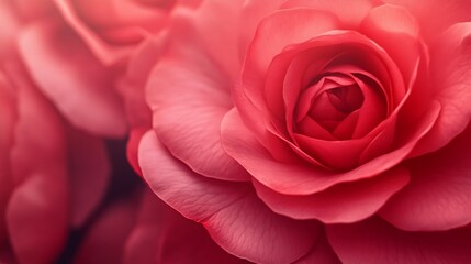 Aufkleber - The close up beautiful pink rose on red rose background Pink filter on center image For presentation or poster or postcard or powerpoint template : Generative AI