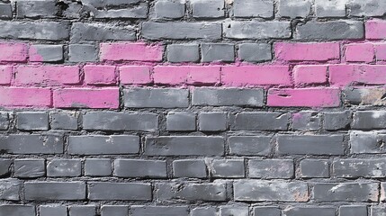 Poster - Its a grey brick wall with pink color bar  Its suitable for being Powerpoint template post card background etc : Generative AI