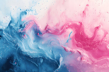 Wall Mural - A vivid explosion of pink & light blue colors, with energetic splashes and swirling patterns