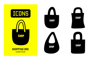 Wall Mural - Set of flat icons of shopping bag. Vector design for business and stock.