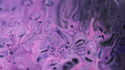 Poster - Neon fluid. Ink bubbles. Defocused purple pink blue color sparkling glitter texture oil paint splash abstract art background.