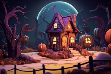 Wall Mural - Halloween cartoon anthropomorphic jack-o'-lantern.