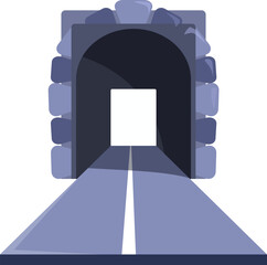 Poster - Empty road going straight into a dark tunnel with a bright light at the end