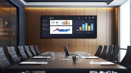 Aufkleber - Television with presentation slideshow in meeting room : Generative AI