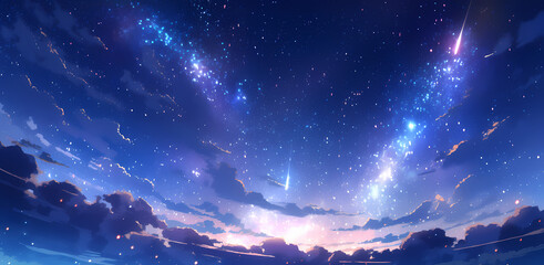 anime night sky stars and galaxy background