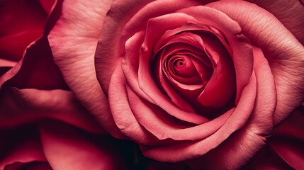 Aufkleber - The close up beautiful pink rose on red rose background Pink filter on center image For presentation or poster or postcard or powerpoint template : Generative AI