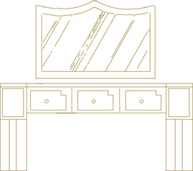 Wall Mural - Vector sketch illustration of silhouette drawing of dressing table furniture design for dressing up in the room