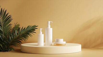 Poster - Premium Podium Product Presentation Mockup Design Natural Background Cosmetic : Generative AI