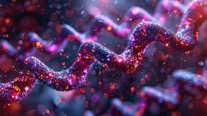 Wall Mural - Gene silencing mechanism demonstrating how tiny interfering RNA blocks the messenger RNA helix, inhibiting the synthesis of proteins and lowering gene expression.