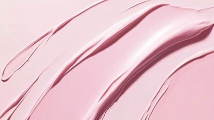 Poster - Swatches of cosmetic cream on a pink background highlighting smooth textures and skincare product consistency : Generative AI