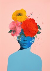 Poster - Flower art portrait painting.