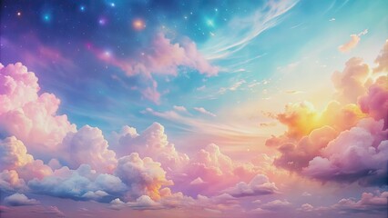 Wall Mural - Colorful pastel clouds in a dreamy sky , pastel, colorful, clouds, wallpaper, background, sky, dreamy, serene, fluffy, heaven