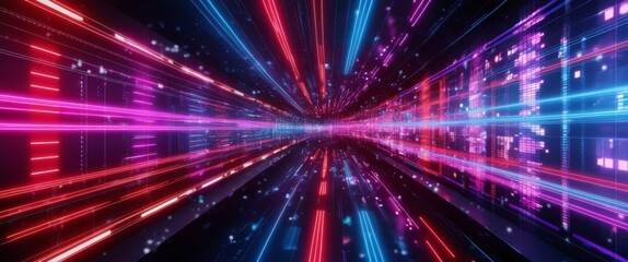 Poster - Futuristic Digital Light Display with Colorful Abstract Patterns