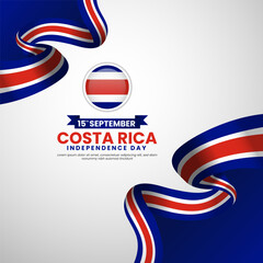 Wall Mural - Costa Rica independence day banner background design template with Waving ribbon illustration