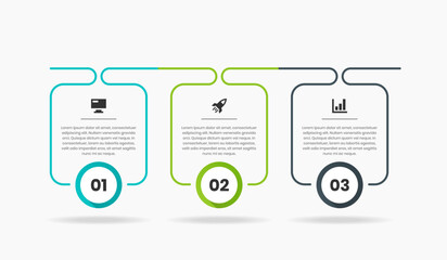 Fototapete - Vector Graphic of Infographic Element Design Templates with Icons and 3 Options or Steps. Suitable for Process Diagram, Presentations, Workflow Layout, Banner, Flow Chart, Infographic.