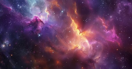 A Cosmic Nebula with Vibrant Colors and Scattered Stars