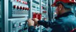 © Starkreal - Professional Technician Conducting Testing on Red Alarm System in Security Control Room