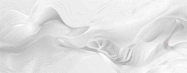 Poster - Abstract White Curving Lines and Shapes