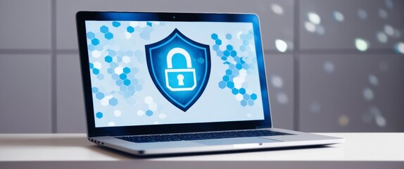 Poster - Cybersecurity Protection Concept on Laptop Screen
